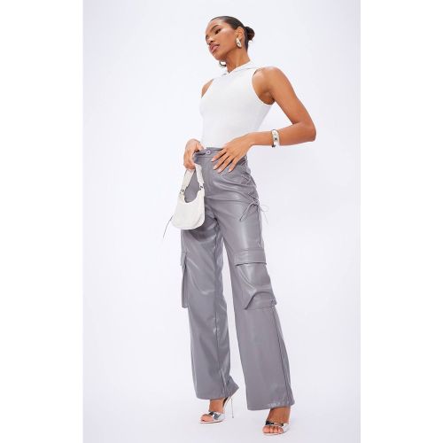 Slate Grey Pantalon Cargo En Synthétique À Lacets | Taille 32 - PrettyLittleThing - Modalova