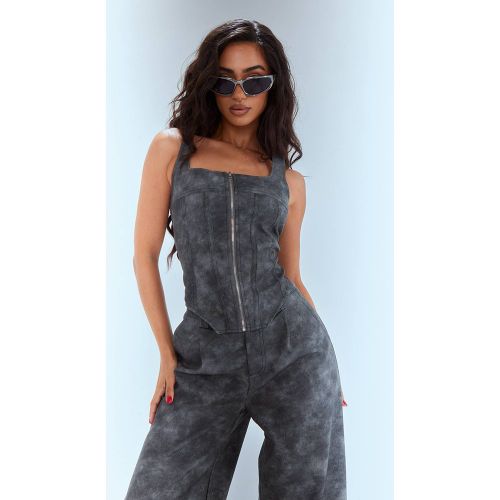 Top Corset Petite En Synthétique Avec Fermeture Éclair | Taille 32 - PrettyLittleThing - Modalova