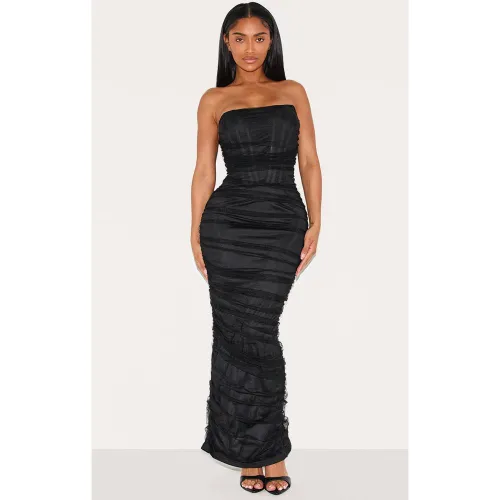 Black Robe Maxi Bandeau Corset En Mesh Sculptant | Taille 36 - PrettyLittleThing - Modalova
