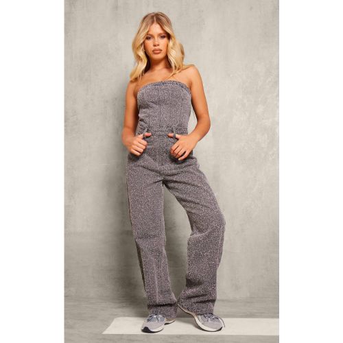 Grey Combinaison Jambe Droite À Corset En Tissu Bouclette | Taille 32 - PrettyLittleThing - Modalova