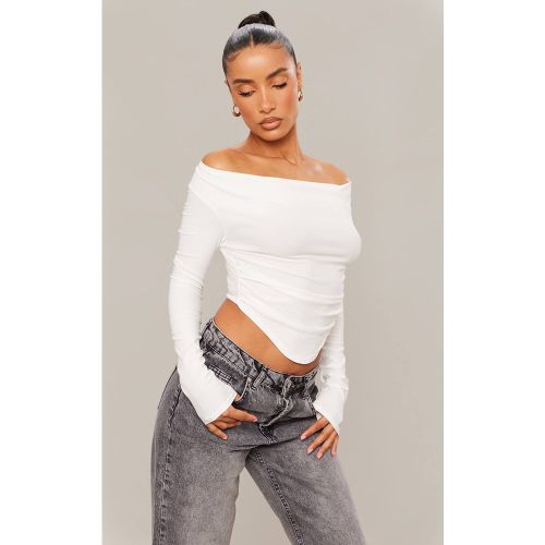 White Haut En Jersey Doux Col Bénitier À Ourlet Asymétrique | Taille 42 - PrettyLittleThing - Modalova