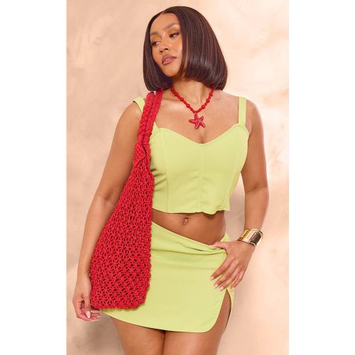 Lime Corset Bustier À Bretelles Avec Baleines En Tissu Tissé Sculptant | Taille 36 - PrettyLittleThing - Modalova