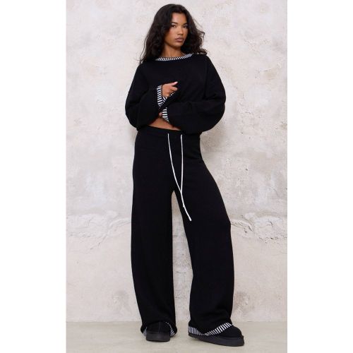 Pantalon En Maille À Taille Cordon Avec Détails De Coutures Contrastées | Taille XS - PrettyLittleThing - Modalova