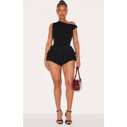 Black Short Taille Basse En Mousseline À Volants Shape | Taille 42 - PrettyLittleThing - Modalova