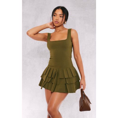 Khaki Combi-short Jupe-short Plissée En Tissu Extensible | Taille 42 - PrettyLittleThing - Modalova