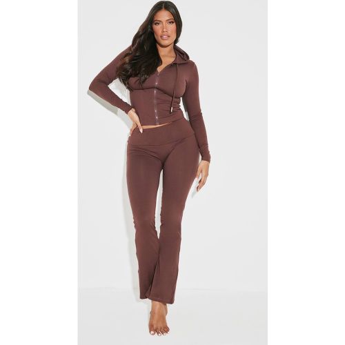 Brown Pantalon Évasé Taille Haute Sculptant À Rabat Shape Stretch | Taille 36 - PrettyLittleThing - Modalova
