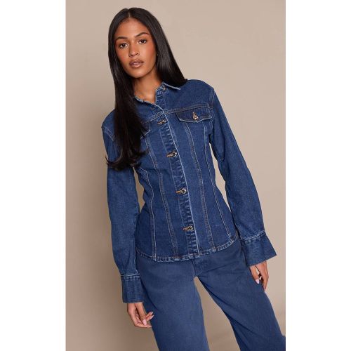 Dark Indigo Chemise En Jean Ajustée À Manches Longues Tall | Taille 42 - PrettyLittleThing - Modalova