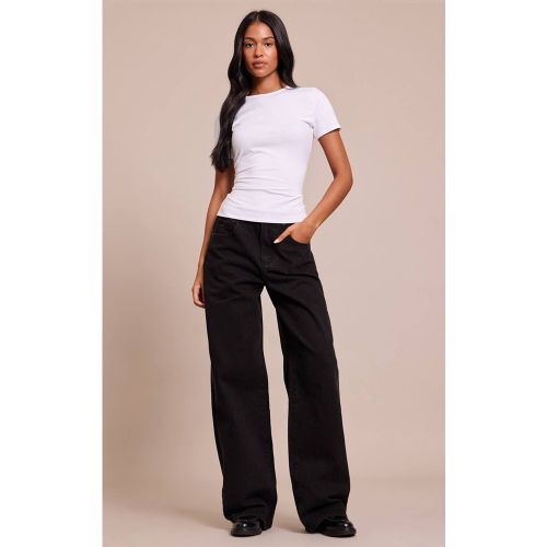 Black Jean Boyfriend Taille Haute Avec Ceinture Descendante Au Dos | Taille 42 - PrettyLittleThing - Modalova