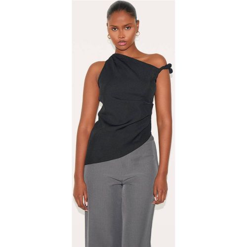 Black Haut Long En Tissu Tissé À Ourlet Asymétrique Et Fronces | Taille 36 - PrettyLittleThing - Modalova