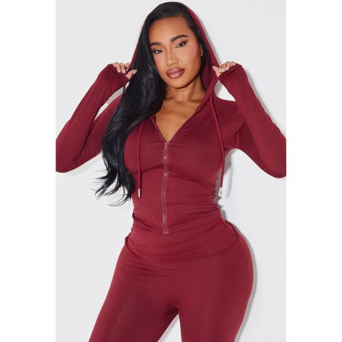 Burgundy Sweat À Casynthétiqueche Zippé Sculpté Shape | Taille 34 - PrettyLittleThing - Modalova