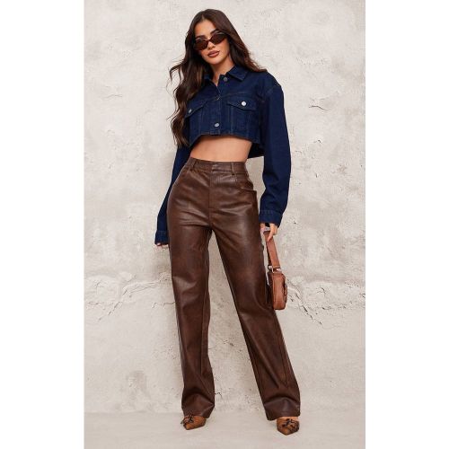 Pantalon Droit En Synthétique Effet Délavé | Taille 32 - PrettyLittleThing - Modalova