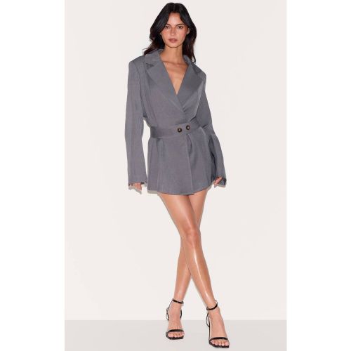 Charcoal Robe Blazer Structurée À Ceinture | Taille 42 - PrettyLittleThing - Modalova
