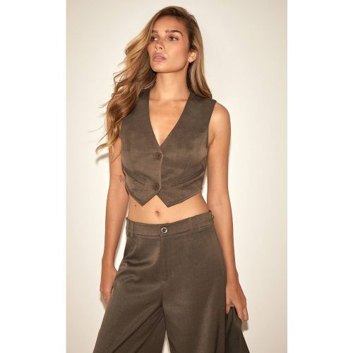 Grey Gilet De Costume Tissé Avec Ceinture Détaillée Haut Ensemble Coordonné | Taille 42 - PrettyLittleThing - Modalova
