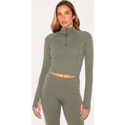 Olive Haut De Sport Sculptant À Fermeture Éclair Quart | Taille 2XL - PrettyLittleThing - Modalova