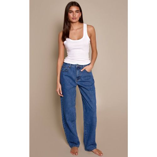 Dark Blue Jean Boyfriend Taille Haute | Taille 32 - PrettyLittleThing - Modalova