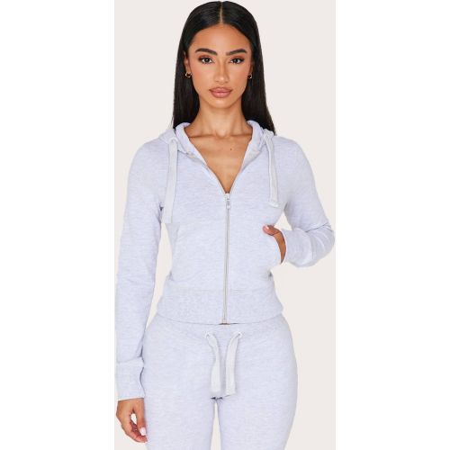 Grey Marl Haut De Survêtement Ajusté À Fermeture Éclair Petite | Taille XS - PrettyLittleThing - Modalova