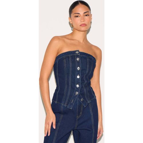 Dark Indigo Corset Bustier Petite À Coutures Contrastées | Taille 34 - PrettyLittleThing - Modalova
