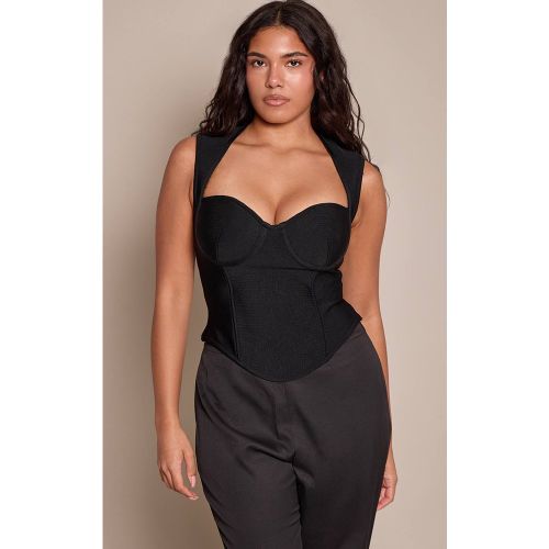 Black Top Corset Bandage À Manches Courtes Shape | Taille 42 - PrettyLittleThing - Modalova