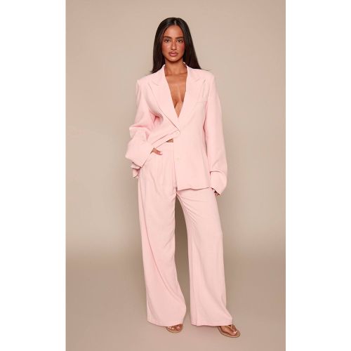 Baby Pink Pantalon Coordonné Petite Aspect Lin Avec Détail De Plis | Taille 34 - PrettyLittleThing - Modalova