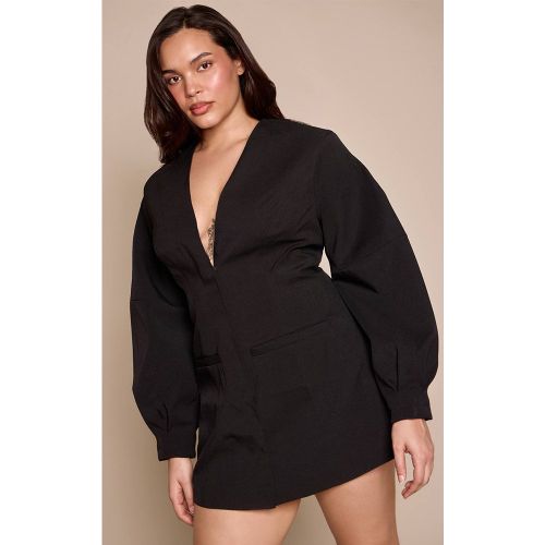 Black Robe Blazer À Manches Ballon Grande Taille | Taille 46 - PrettyLittleThing - Modalova