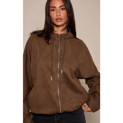 Khaki Blouson Bomber À Casynthétiqueche Zippé En Synthétique Petite | Taille XS - PrettyLittleThing - Modalova