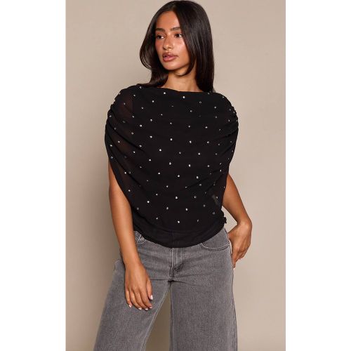 Black Haut Cape Froncé À Détails Cloutés Petite | Taille 32 - PrettyLittleThing - Modalova