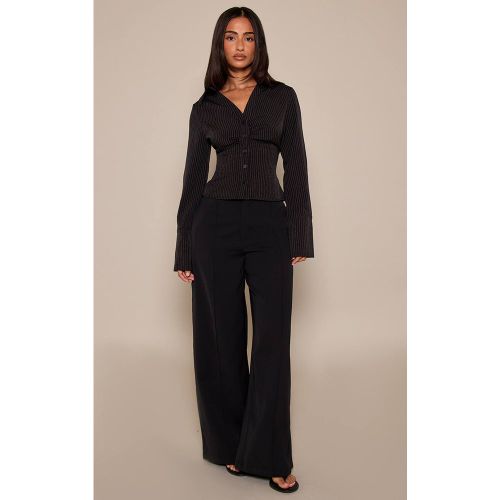 Black Pantalon Tailleur Large À Coutures Frontales Petite | Taille 40 - PrettyLittleThing - Modalova