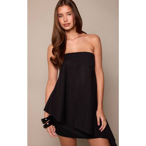 Black Haut Long Fluide En Lin À Encolure Bandeau Et Ourlet Asymétrique | Taille 32 - PrettyLittleThing - Modalova