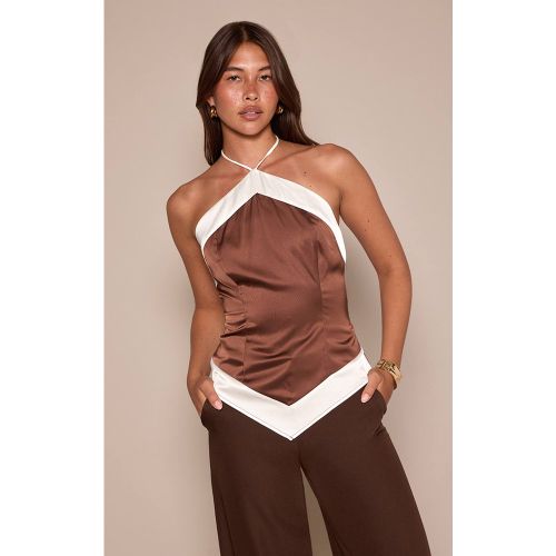 Haut Dos Nu En Satin À Empiècements Contrastés | Taille 32 - PrettyLittleThing - Modalova