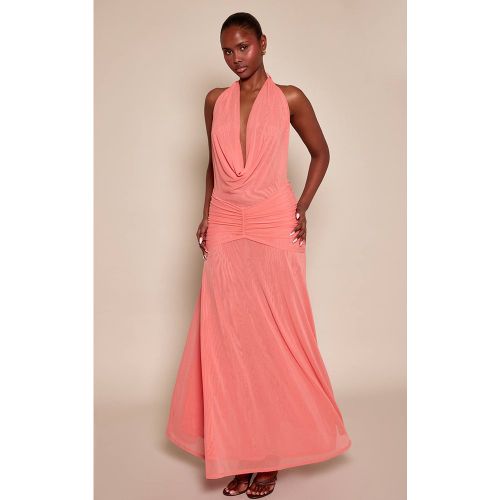 Apricot Robe Longue En Maille Col Bénitier Avec Fronces Sur Le Devant | Taille 44 - PrettyLittleThing - Modalova