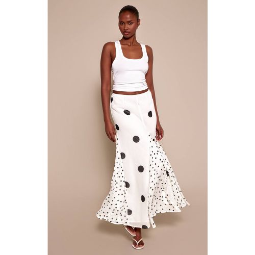 Cream Jupe Longue En Mousseline À Pois Contrastés | Taille 32 - PrettyLittleThing - Modalova