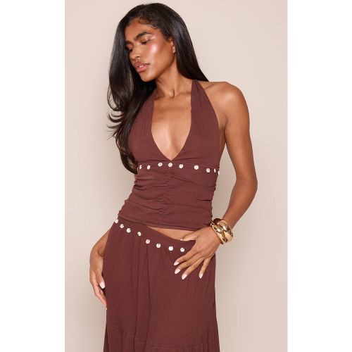Dark Brown Ensemble Haut Dos Nu Avec Détails Sequins En Coton | Taille 40 - PrettyLittleThing - Modalova