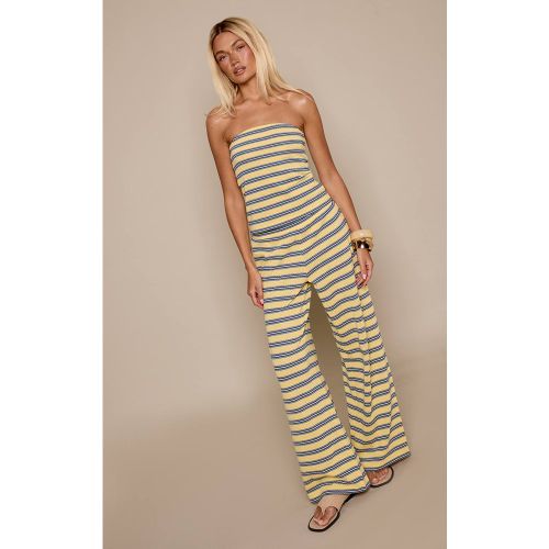 Yellow Ensemble Coordonné Pantalon Texturé En Coton À Rayures | Taille 32 - PrettyLittleThing - Modalova