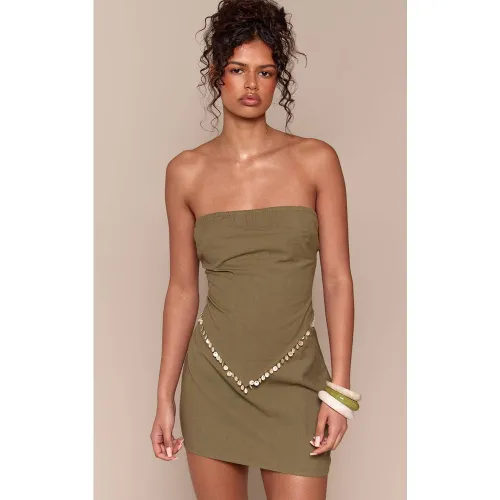 Khaki Ensemble Jupe Trapèze À Détails Contrastés | Taille 32 - PrettyLittleThing - Modalova