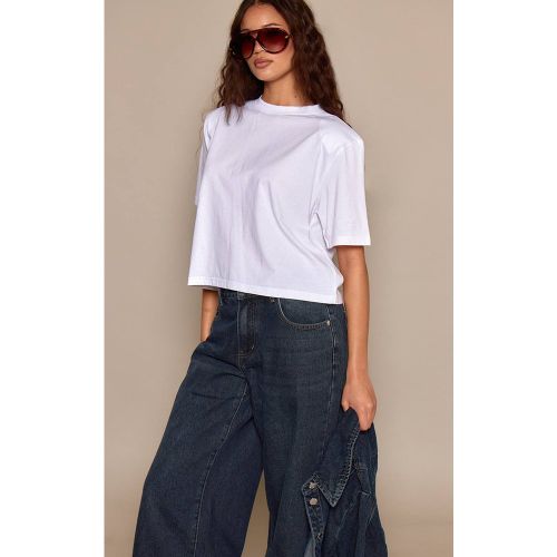 White T-shirt Court Boxy À Épaulettes | Taille 42 - PrettyLittleThing - Modalova