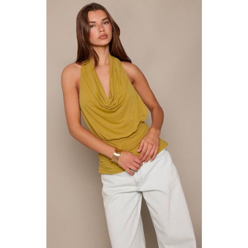 Haut Long Asymétrique En Mousseline Stretch À Col Bénitier | Taille 42 - PrettyLittleThing - Modalova
