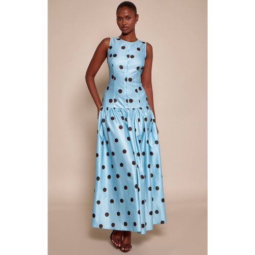 Blue Robe Longue Taille Basse Boutonnée À Pois | Taille 34 - PrettyLittleThing - Modalova
