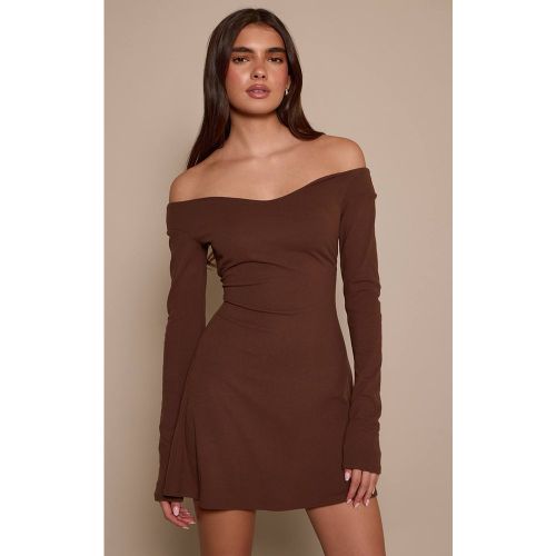 Robe Droite À Manches Longues Col V Toucher Doux | Taille 42 - PrettyLittleThing - Modalova