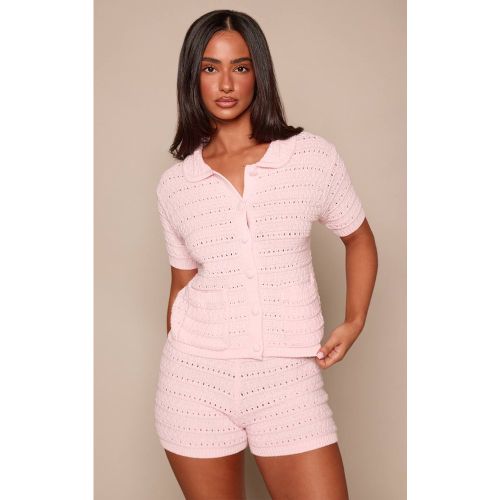 Baby Pink Chemise Côtelée Tricotée Boutonnée Petite | Taille XS - PrettyLittleThing - Modalova