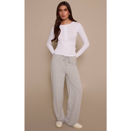 Grey Marl Pantalon Large En Coton Doux Avec Cordon De Serrage | Taille 42 - PrettyLittleThing - Modalova