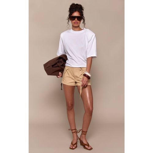 Sand Jupe-short En Coton Avec Détail De Bordure Enveloppante | Taille 42 - PrettyLittleThing - Modalova