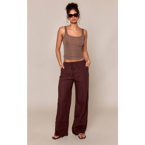 Pantalon Droit À Cordon De Serrage Avec Détail Broderie | Taille 42 - PrettyLittleThing - Modalova