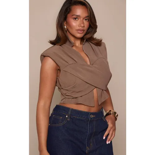 Chemise Ajustée Avec Détail Drapé Devant | Taille 36 - PrettyLittleThing - Modalova