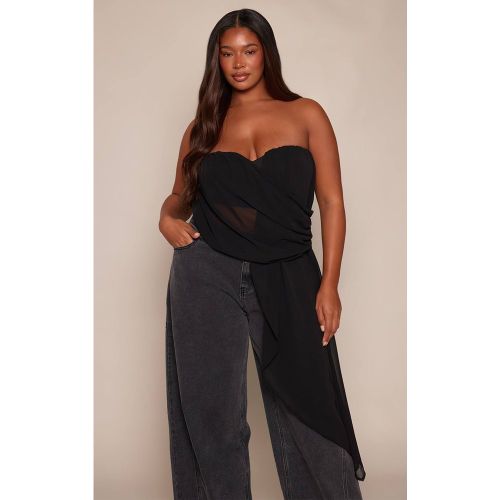 Black Haut Corset Drapé À Décolleté Plongeant Avec Détail Drapé | Taille 54 - PrettyLittleThing - Modalova
