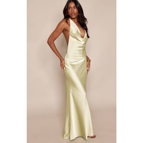 Sage Robe Longue En Satin À Col Bénitier Asymétrique | Taille 42 - PrettyLittleThing - Modalova