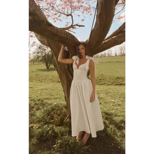White Robe Patineuse Mi-longue À Corset | Taille 42 - PrettyLittleThing - Modalova