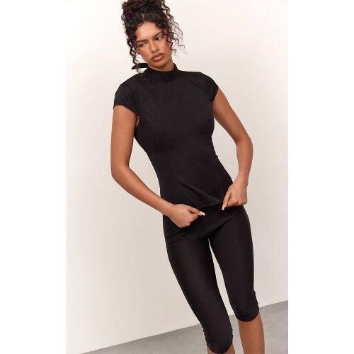Black Haut Col Montant Détails Découpés Dos À Nouer | Taille 36 - PrettyLittleThing - Modalova