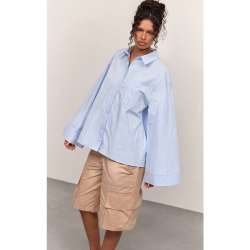 Blue Chemise Oversize En Coton À Manches Larges | Taille 42 - PrettyLittleThing - Modalova
