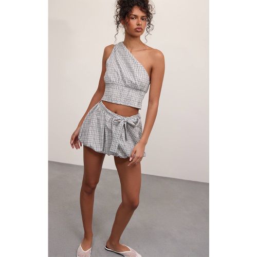 Black Ensemble Coordonné Jupe Bouffante À Carreaux Avec Taille Nouée | Taille 32 - PrettyLittleThing - Modalova