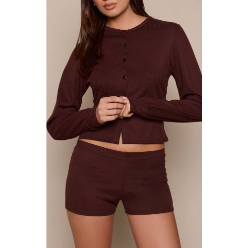Dark Brown Short Mini Côtelé | Taille 36 - PrettyLittleThing - Modalova
